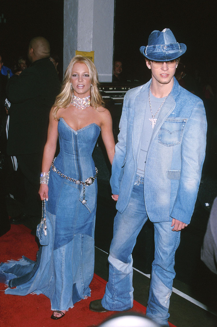 Britney Spears and Justin Timberlake in denim at the American Music Awards in 2001