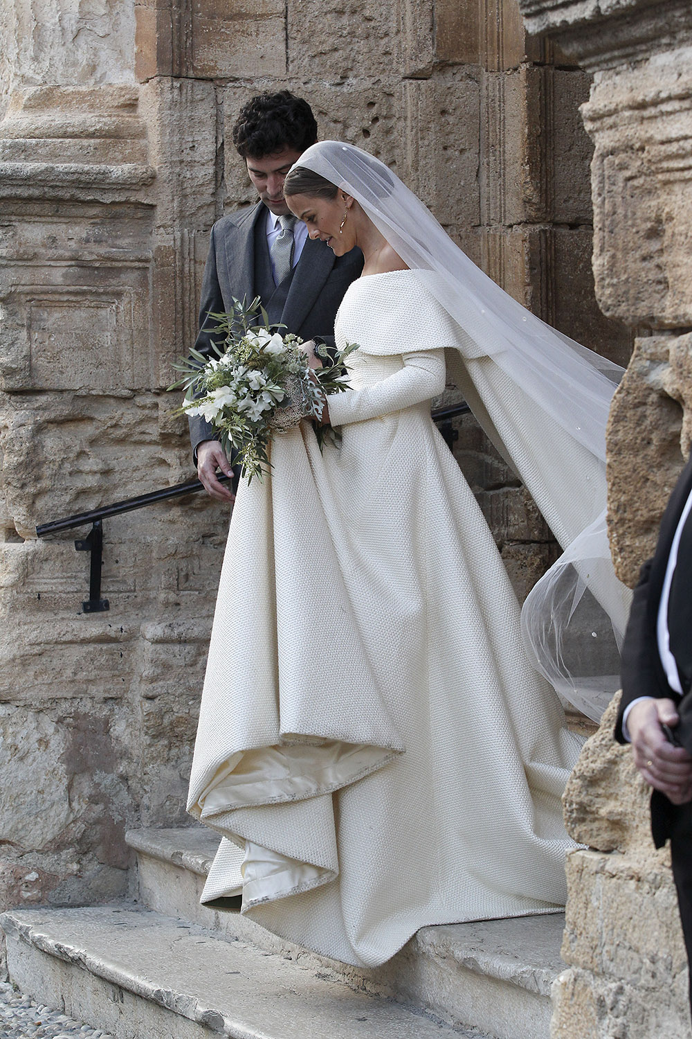 Lady Charlotte Wellesley and Alejandro Santo Domingo are seen outside of the church after marrying in Granada, Spain.