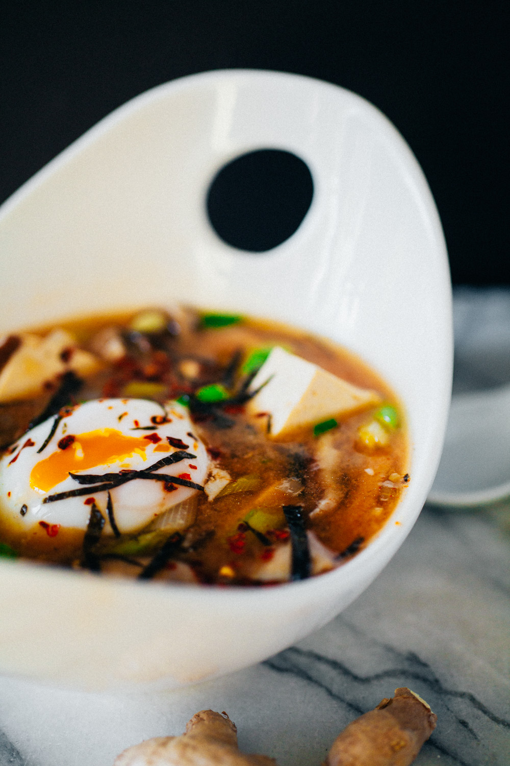 Weeknight miso soup with mushrooms and tofu