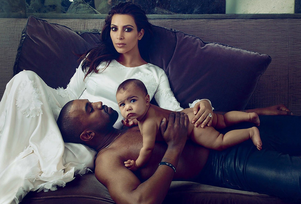 North makes her Vogue debut with dad Kanye and mum Kim in March 2014.