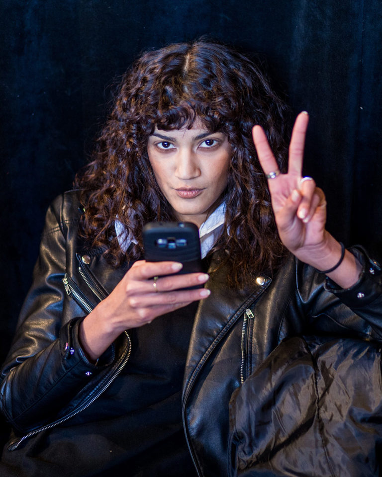 model backstage at Tibi fashion show