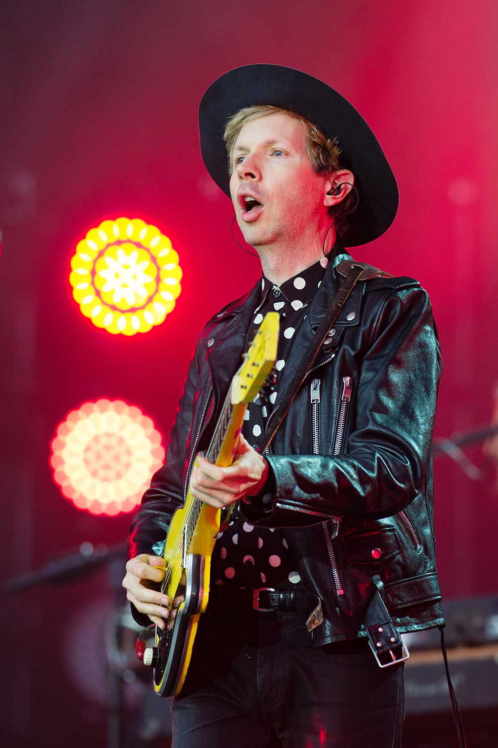 Beck performs at Glastonbury.
