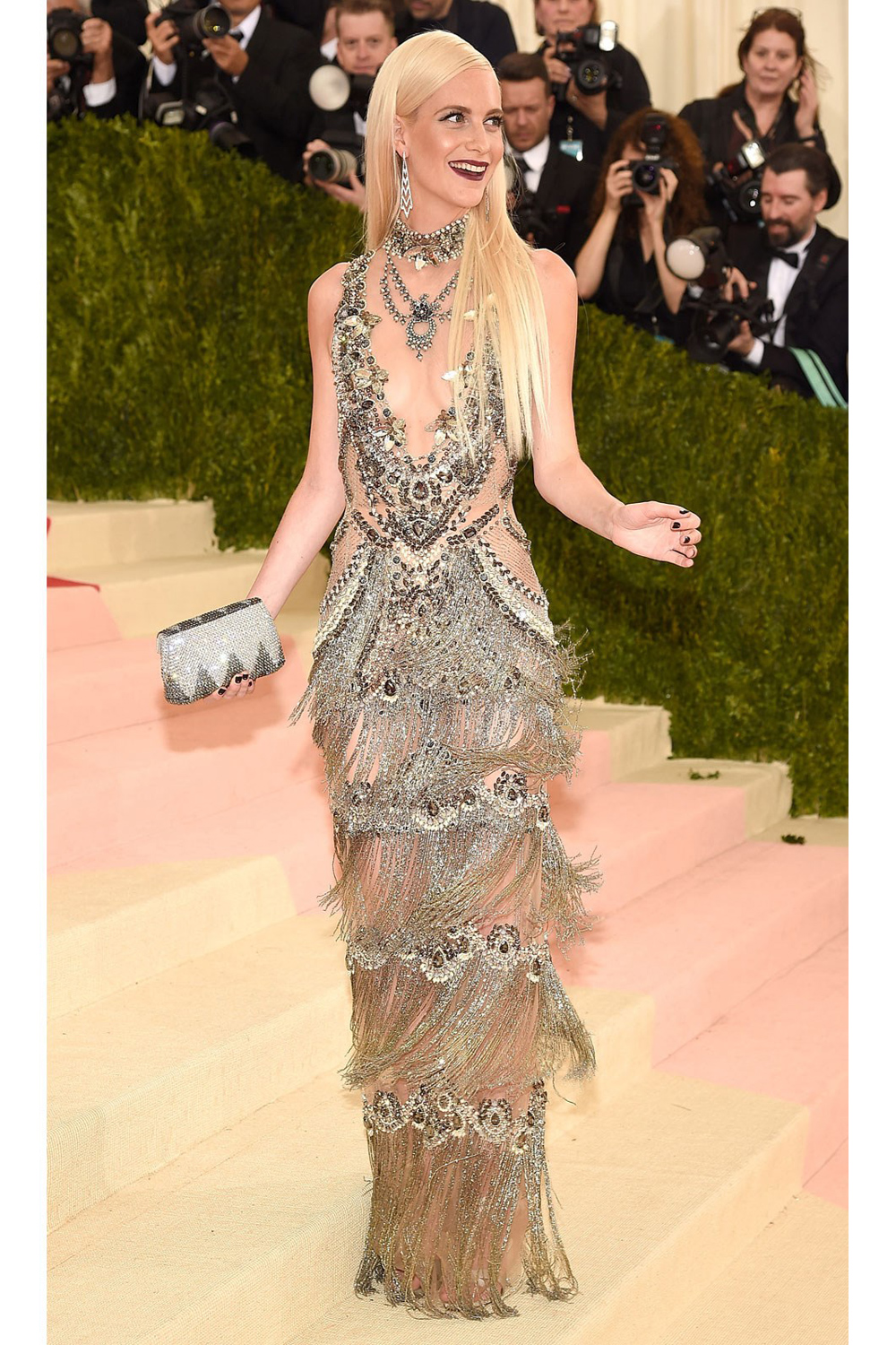 Poppy Delevingne in Marchesa at the 2016 Met Gala in New York.