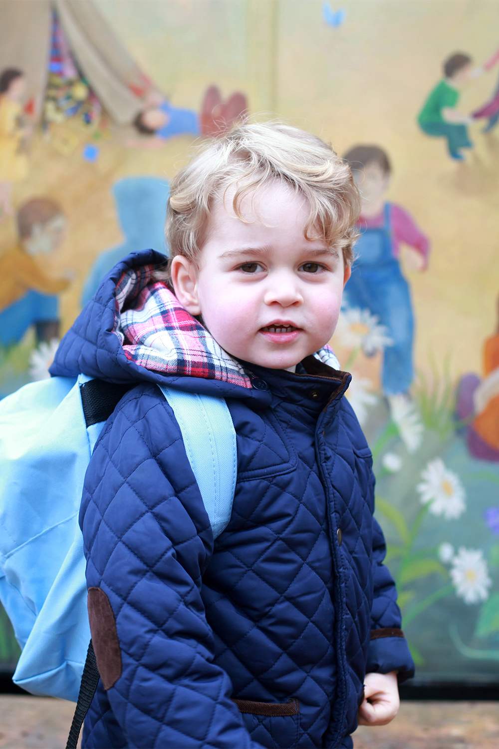 George arriving for his first day of kindy at the Westacre Montessori nursery school on January 6, 2016.