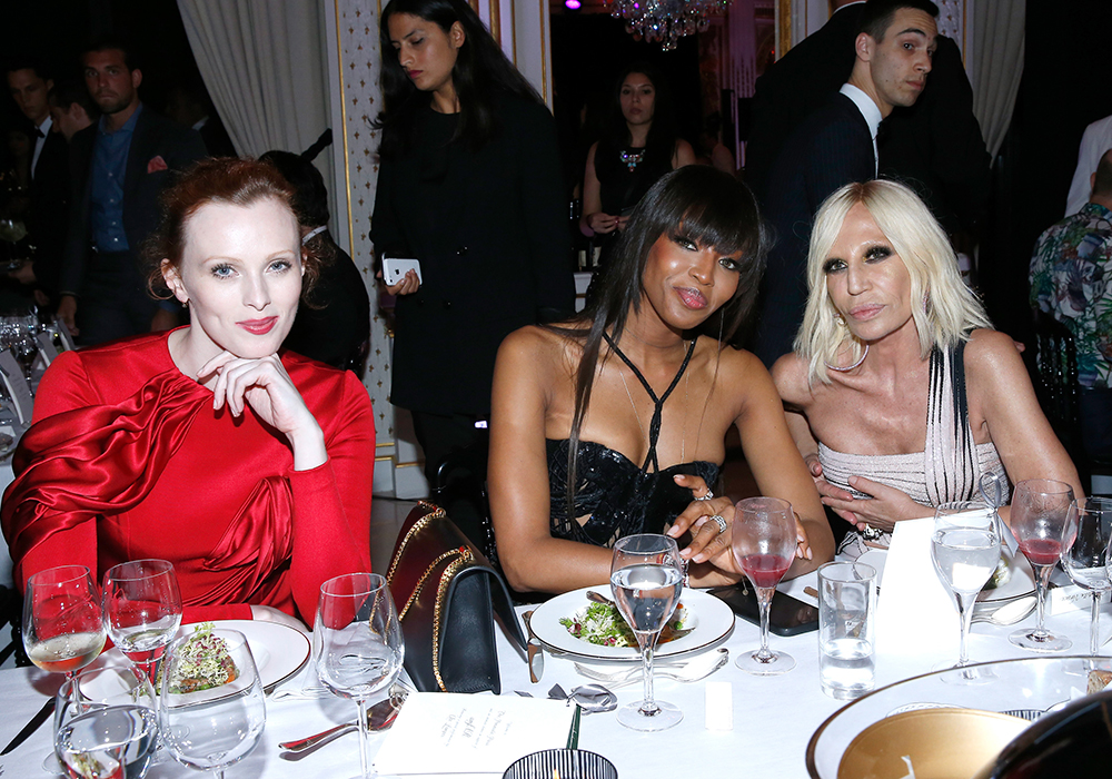 Karen Elson, Naomi Campbell and Donatella Versace