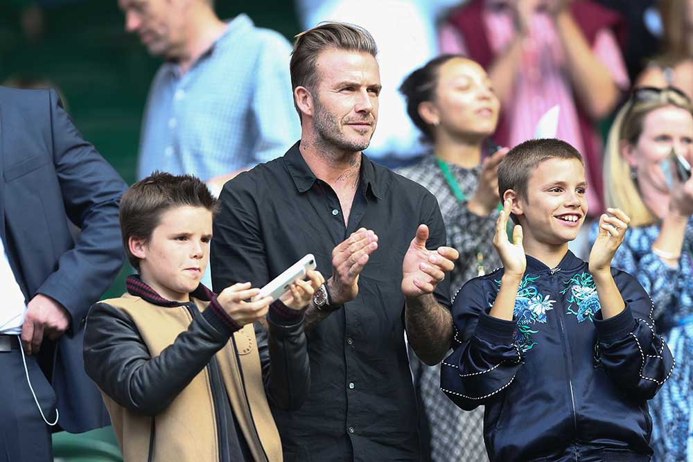 David Beckham with sons Cruz and Romeo.