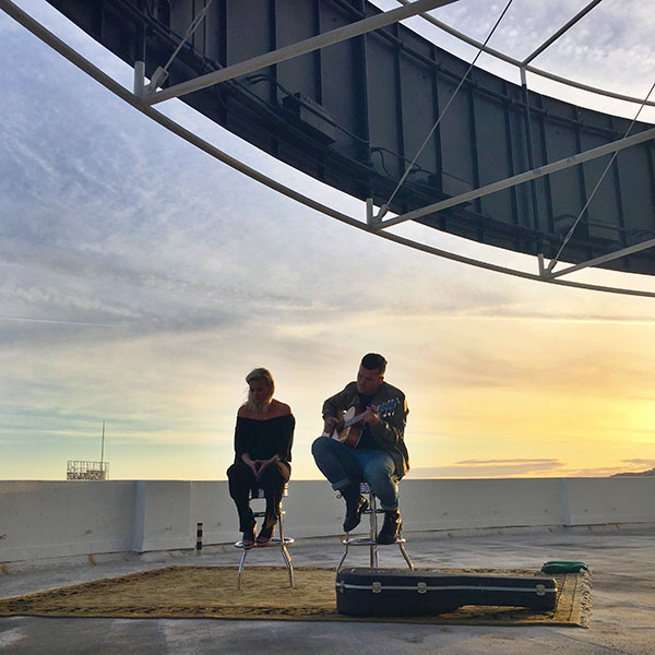 Broods performing on roof of Capitol Records