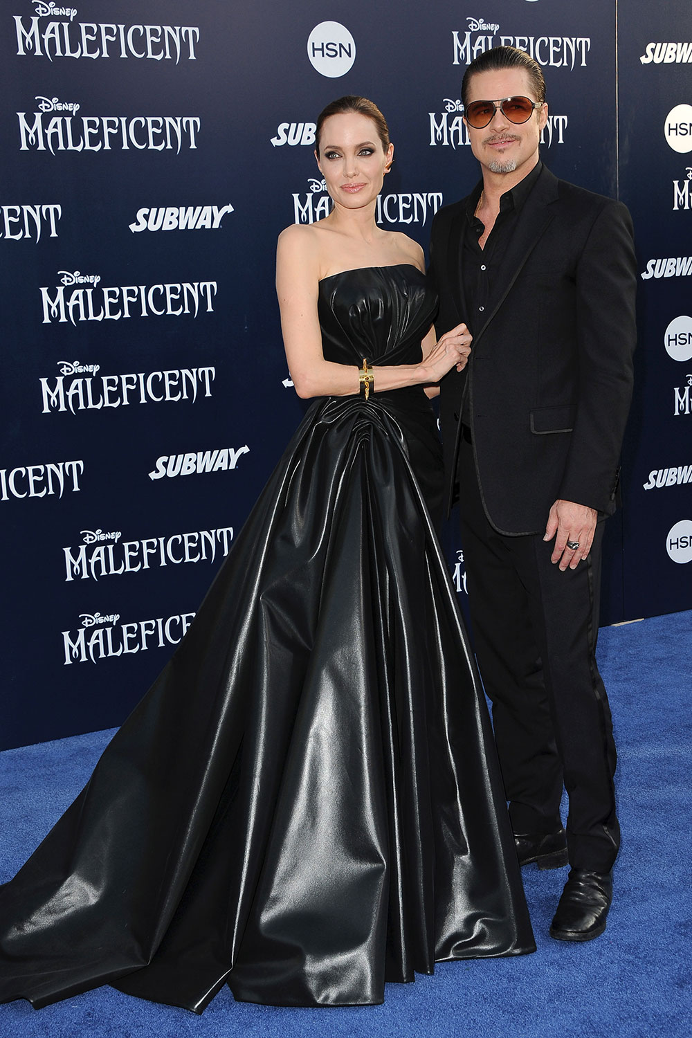 Brad Pitt and Angelina Jolie at the world premiere of Maleficent in 2014