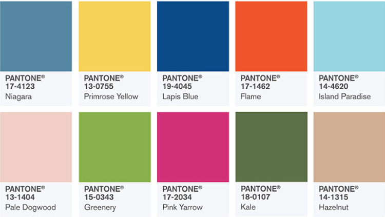 Pantone's colours of 2017. Photo / Pantone.com