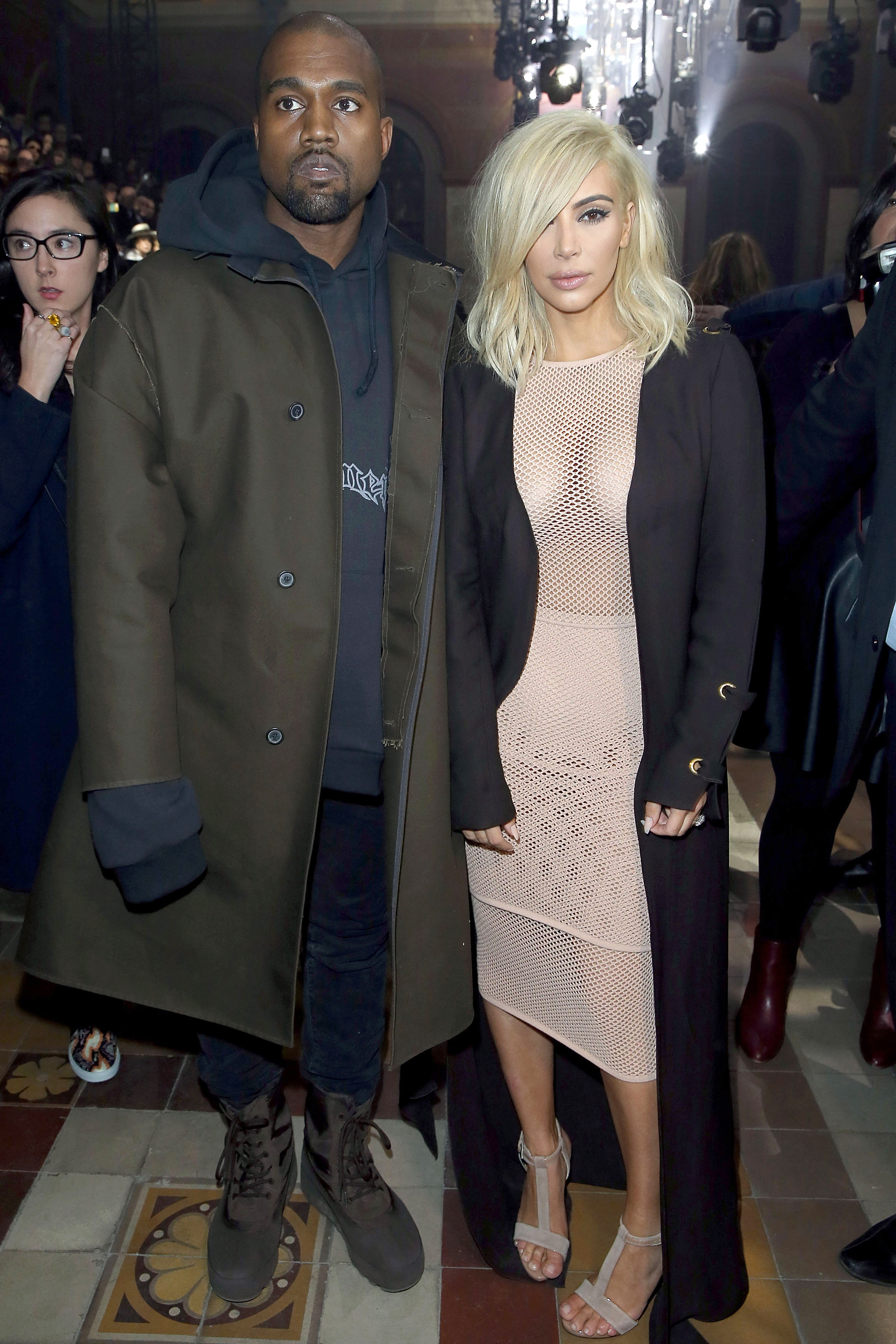 Kanye West and Kim Kardashian attend the Lanvin show as part of the Paris Fashion Week Womenswear FallWinter 20152016 on March 5, 2015 in Paris, France
