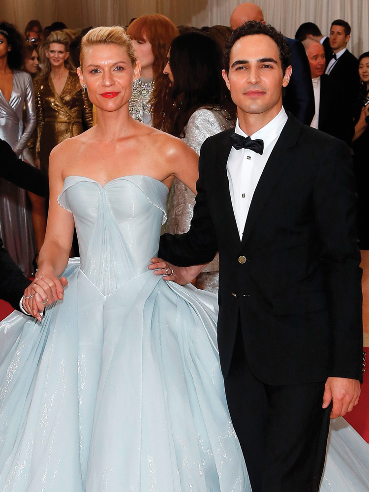 Claire Danes at the 2016 Met Gala with Zac Posen, who designed her light-up gown.
