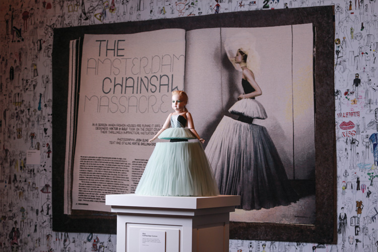‘Credit Crunch Couture’ dress recreated in miniature for the exhibition. 