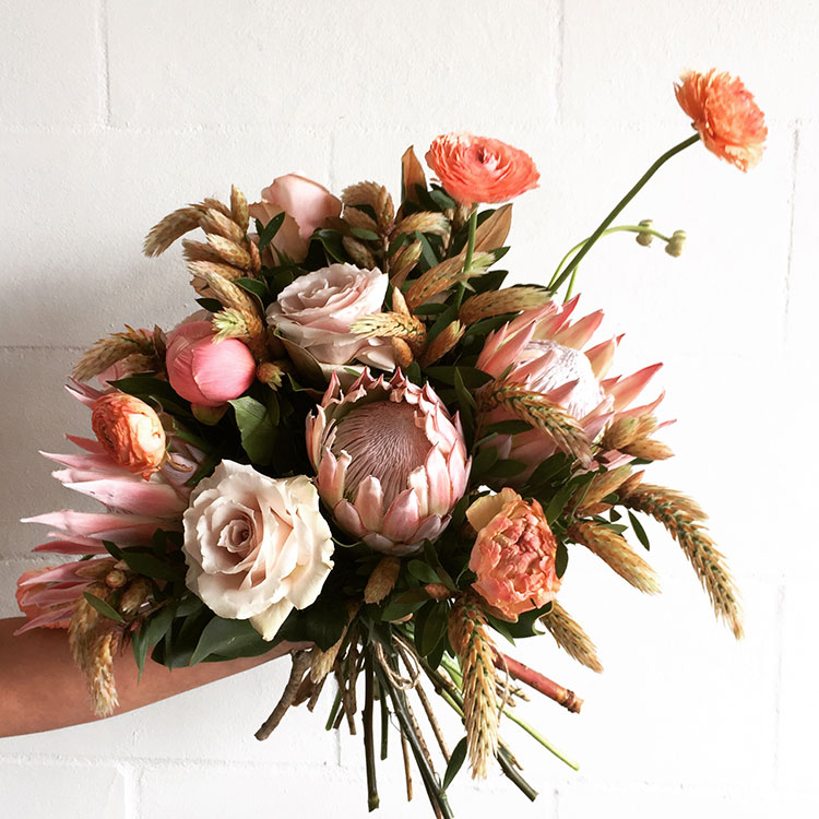 Protea bouquet c/o Eden Hessell at the Botanist
