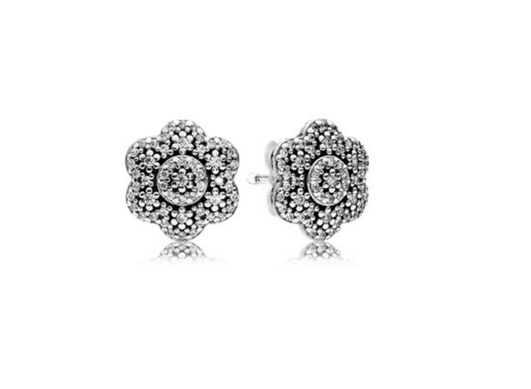PANDORA Crystallised Floral Earring Studs