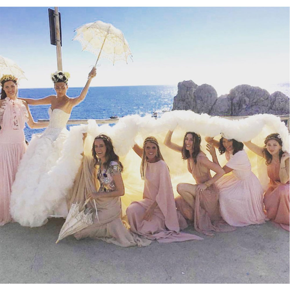 Giovanna Battaglia's fashionable bridesmaids included Net-a-Porter founder Natalie Massenet and fashion editor Anna Dello Russo.