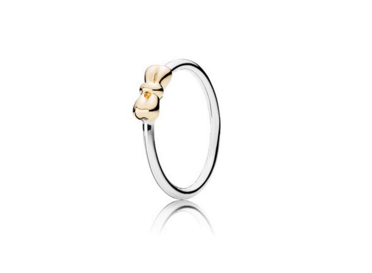 Petite Bow PANDORA Silver & Gold Ring