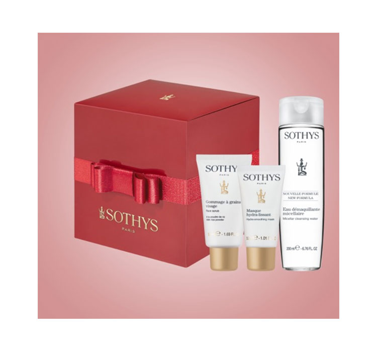 Sothys Essential Preliminary Cares Coffret gift set / Micellar cleansing water 200ml, Face scrub 50ml & Hydra-smoothing mask 50ml presented in Sothys Christmas red box, $146