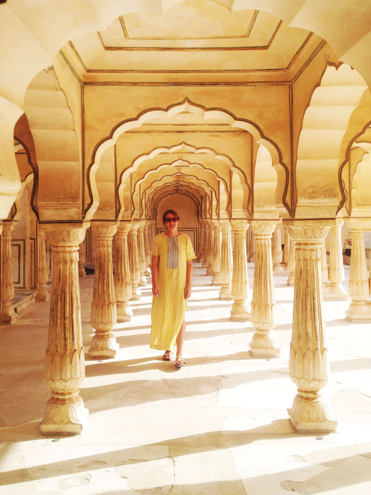 Blending in with the architecture at Amer Fort in Jaipur