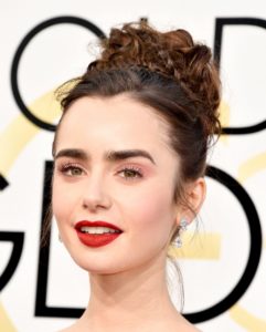 Lily Collins at the 2017 Golden Globes