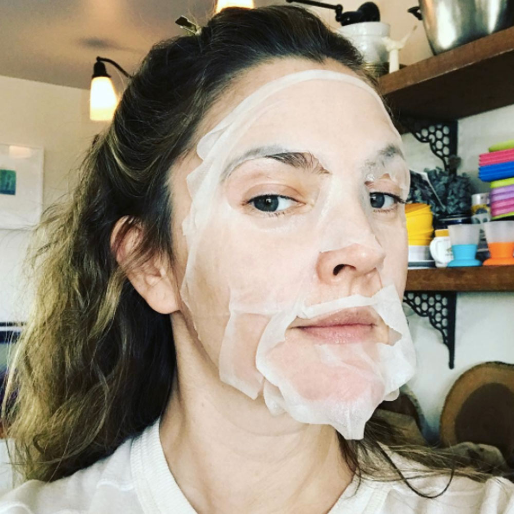Drew Barrymore face mask