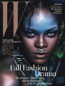 RIhanna on the cover of W magazine in tribal makeup 