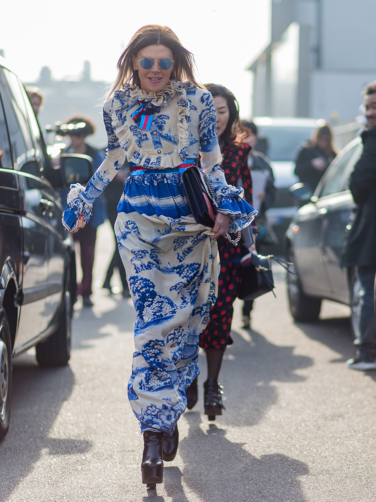 Anna Dello Russo rushing to the Gucci show... in Gucci of course. P.S. Head to her Instagram to see the twinning moment she had with Chiara Ferragni, a.k.a The Blonde Salad, at Prada.