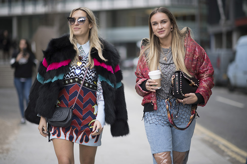 LONDON, ENGLAND - FEBRUARY 19: Camila Carri and Nina Suess during the London Fashion Week February 2017 collections on February 19, 2017 in London, England. (Photo by Timur Emek/Getty Images)