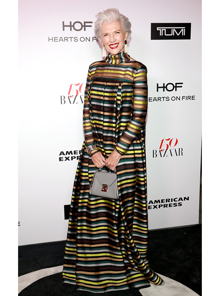 Maye Musk earned her place at Harpers BAZAAR's celebration of the 150 Most Fashionable Women in this daring dress.