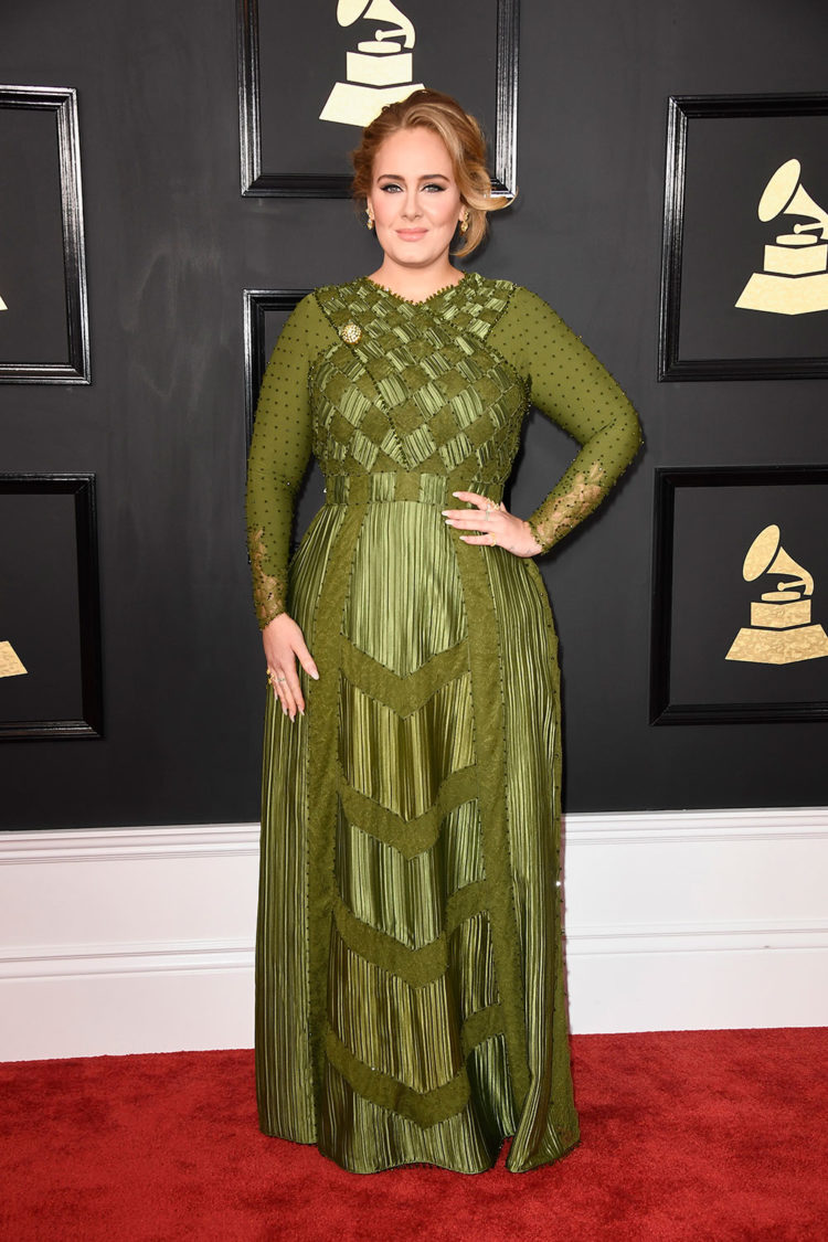 Adele created headlines for a number of reasons at the Grammys and her red carpet gown was no exception. This Givenchy haute couture wowed crowds and was customised to include delicate sleeves.