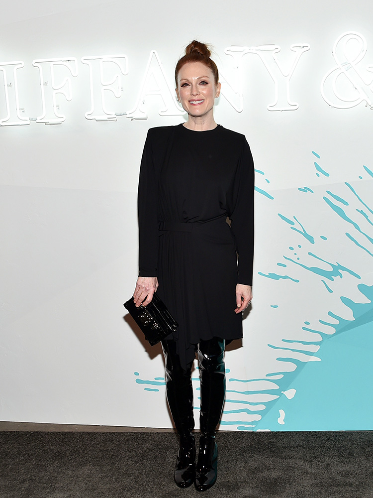 Julianne Moore attends a Tiffany & Co event in Louis Vuitton.