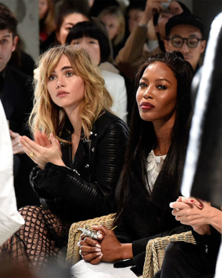 Suki Waterhouse and Naomi Campbell at the Burberry show at London Fashion Week