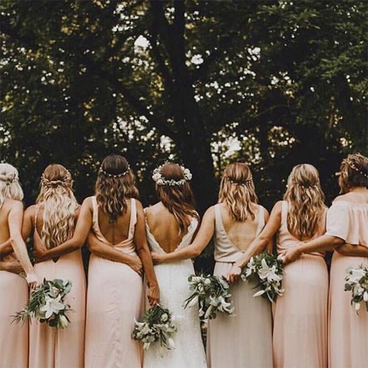 The soft-hued shade is showing up as a colour for bridesmaids dresses this year. Photo: Pinterest