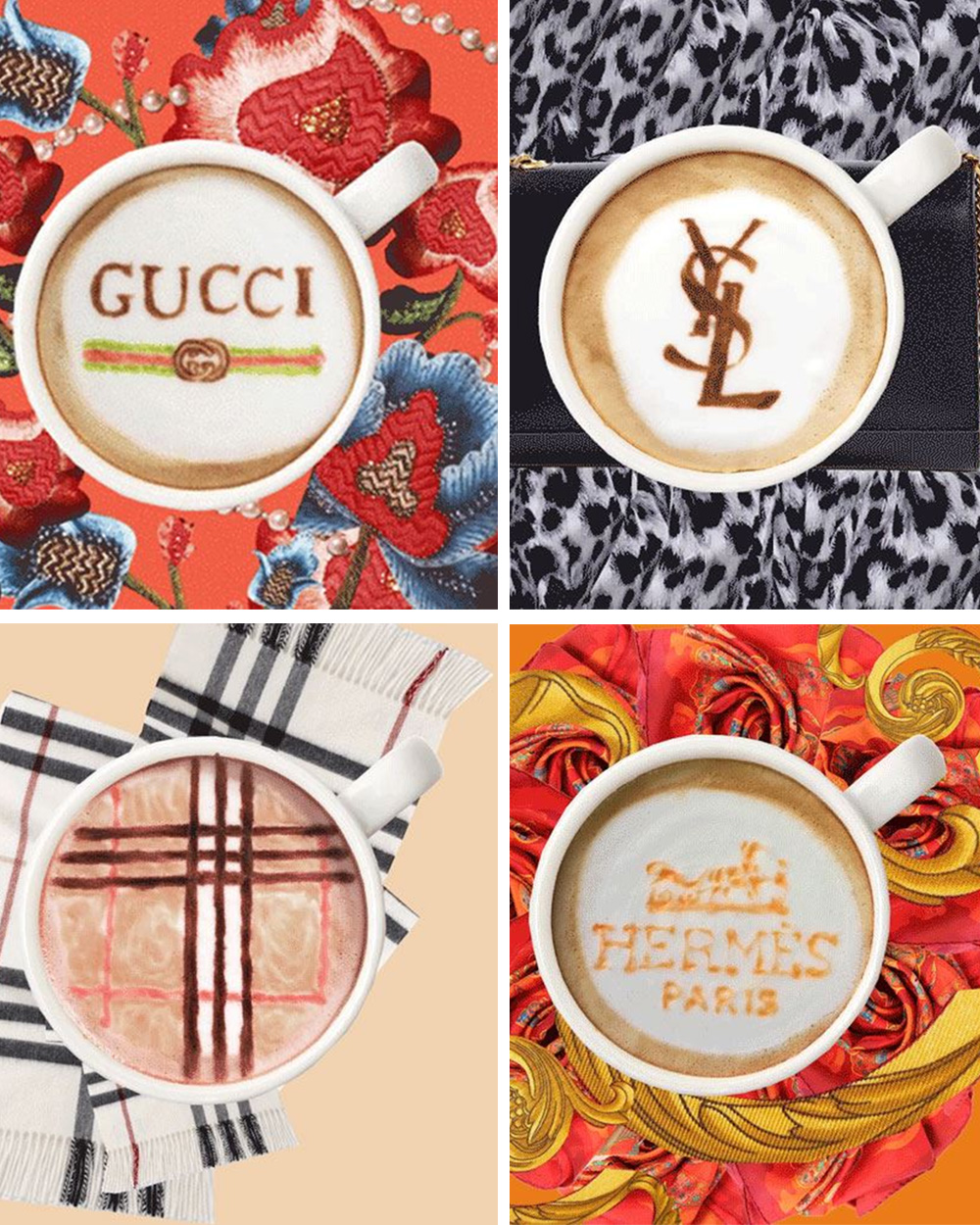Chanel and Louis Vuitton Logo Coffee Art / Latte Art