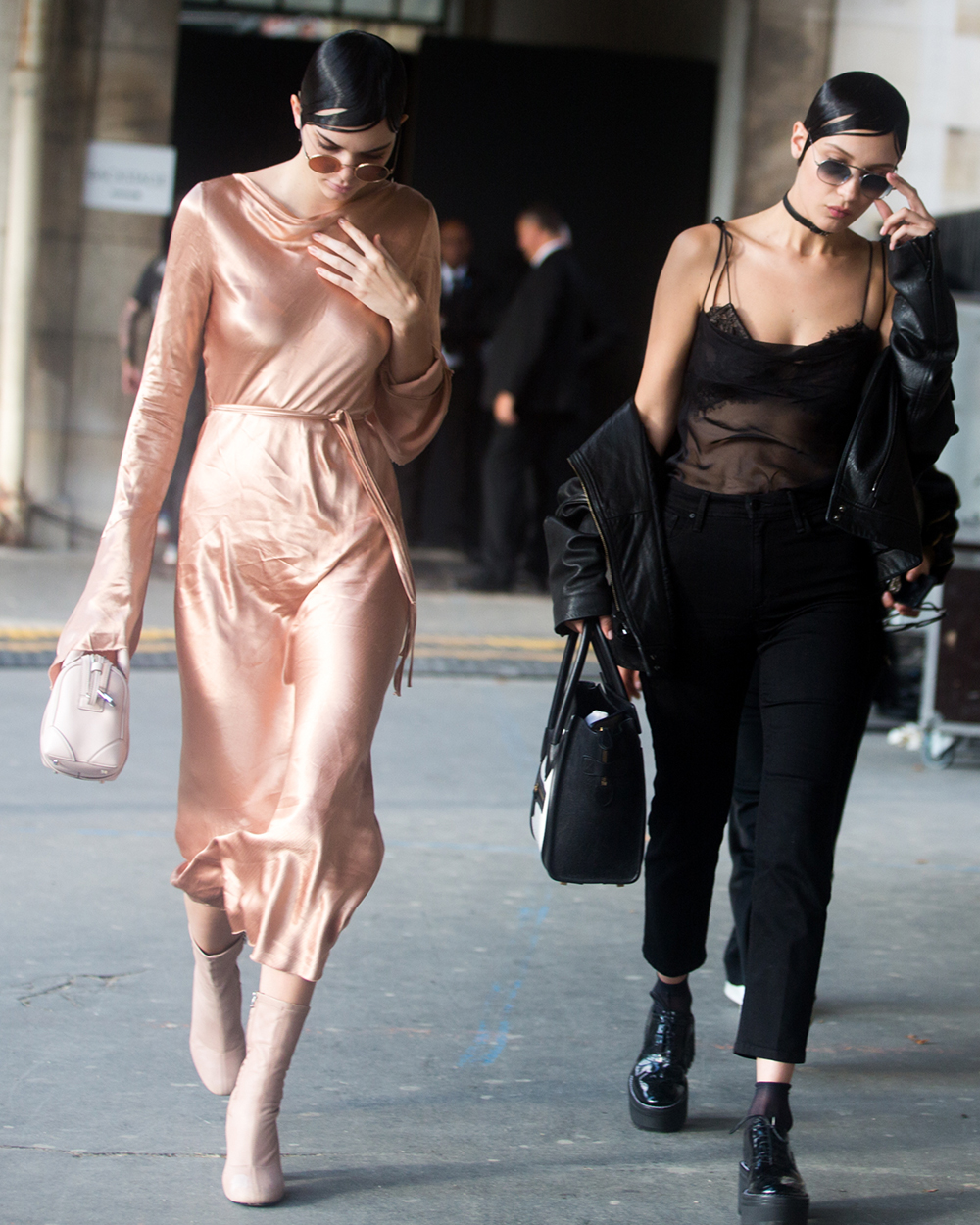 THE BEIGE SOCK: Kendall Jenner and Bella Hadid at Paris Fashion Week