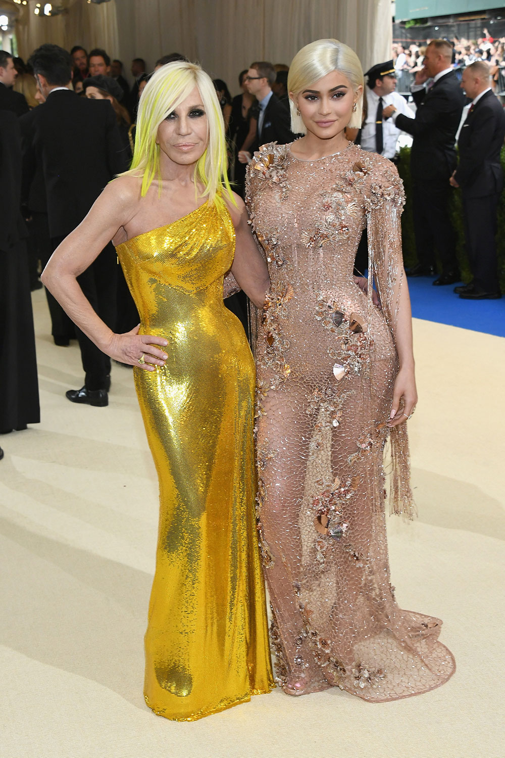Donatella Versace and Kylie Jenner, wearing Versace.