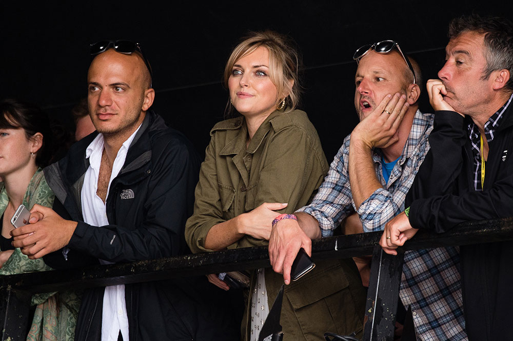 Model Sophie Dahl watches husband Jamie Cullum perform on the Pyramid Stage.