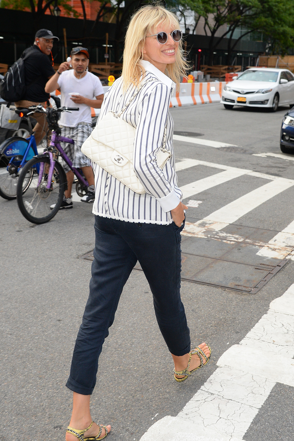 Karolína Kurková is seen walking in Soho on July 11th in New York City.