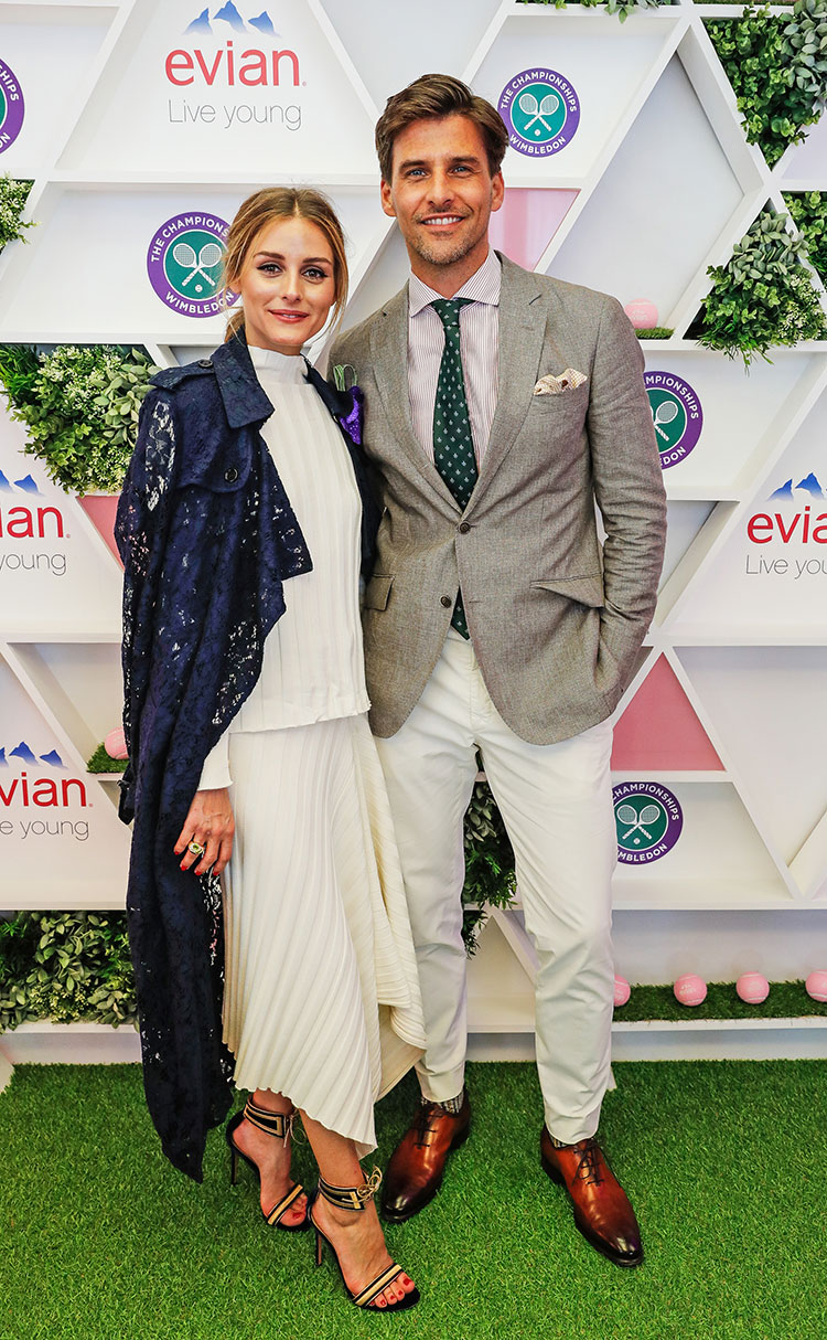 Olivia Palermo and hubby Johannes Huebl attend the Evian Live Young suite event.