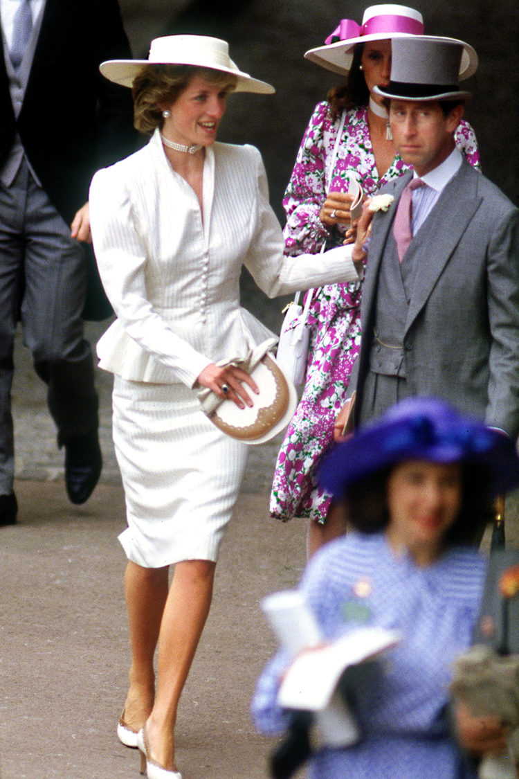 Juin 1986 - La princesse Diana dans l'enceinte royale de Royal Ascot.