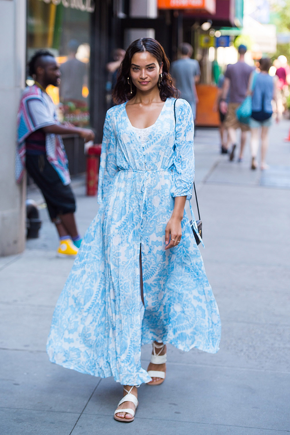 Model Shanina Shaik spotted in Midtown New York City in this summery number.