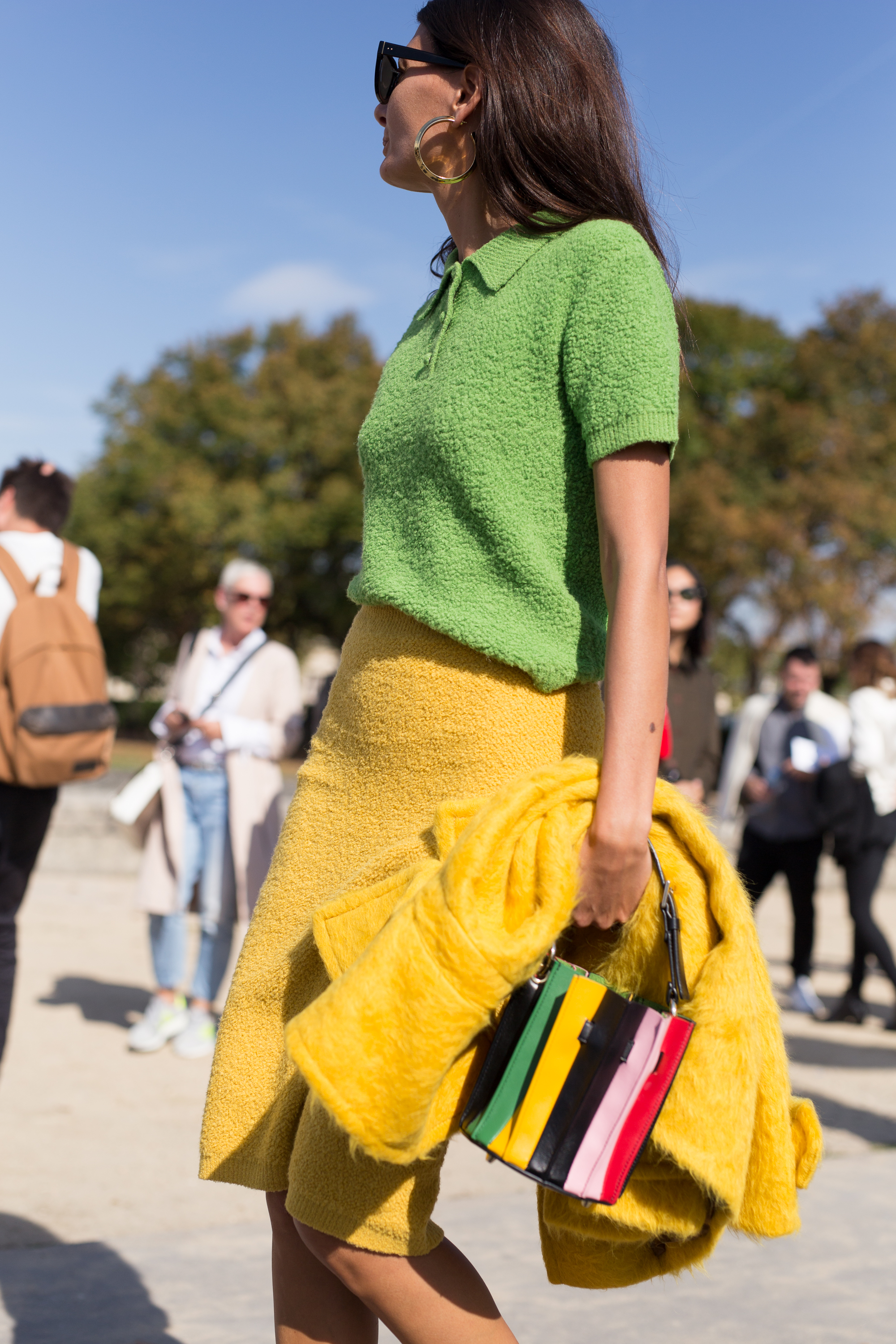 PARIS, FRANCE - SEPTEMBER 29: Giovanna Battaglia Engelbert is seen attending Nina Ricci during Paris Fashion week wearing Nina Ricci on September 29, 2017 in Paris, France. (Photo by Matthew Sperzel/Getty Images)