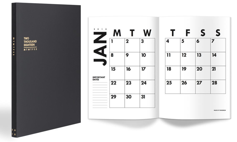 2018 Weekly Planner Diary $39 from fluxboutique.co.nz