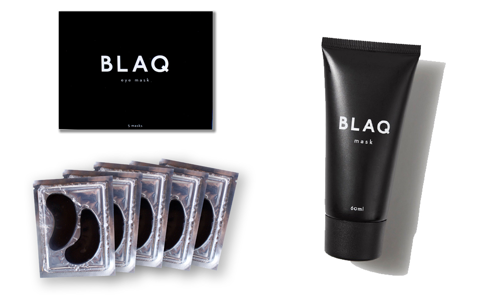 BLAQ Hydrogel Eye Masks 5 pack, $30; BLAQ Mask Tube 60ml, $30