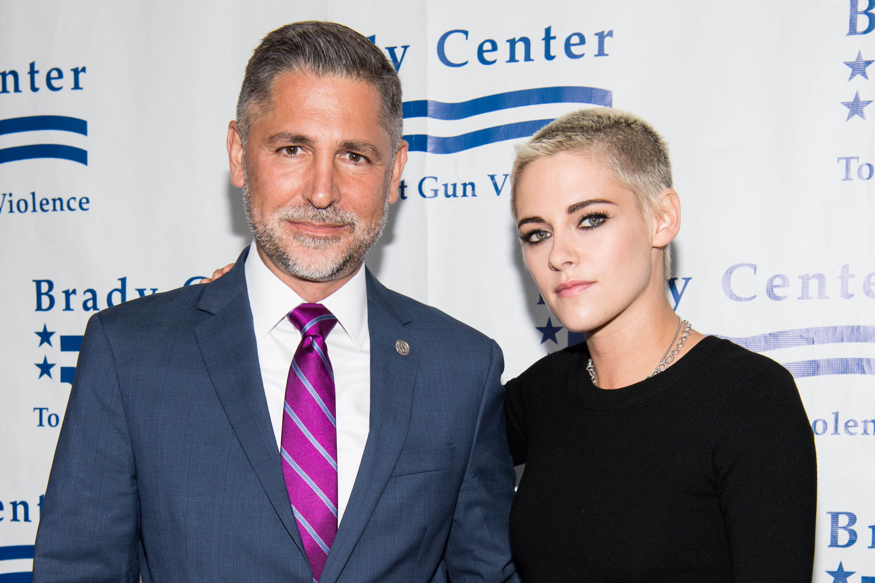 LOS ANGELES, CA - JUNE 07: President of the Brady Center Dan Gross (L) and actress Kristen Stewart attend the Brady Center's Bear Awards Gala at NeueHouse Hollywood on June 7, 2017 in Los Angeles, California. (Photo by Emma McIntyre/Getty Images)