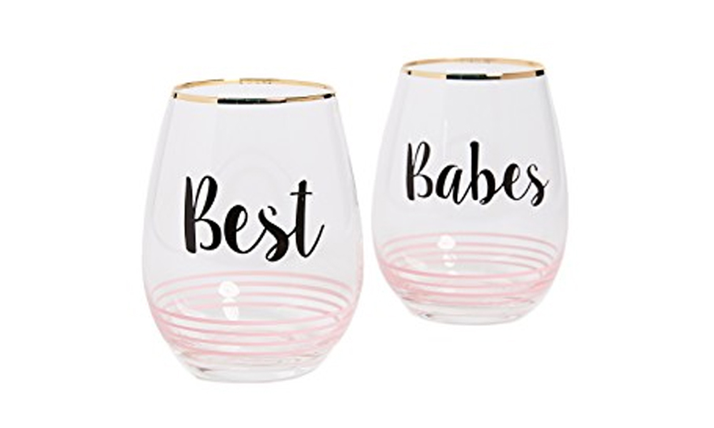 Gift Boutique Best Babes Wine Glass set of 2 $42 from shopbop.com