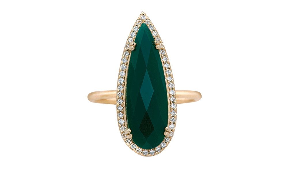 Petra Bettjeman Green Onyx Pear Ring, $3199, from Tessuti