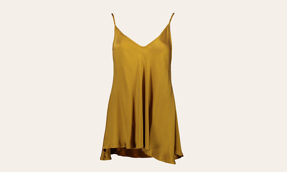 Wynn Hamlyn Bias Silk Slip Top in Gold, $229