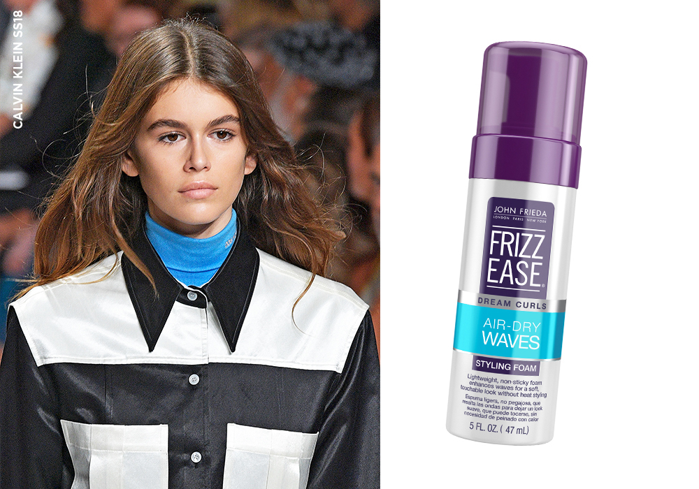Low-Key Luxe Effortless, shiny, air-dried hair says, ‘I’m a low- mainty bae but my hair still bounces when I walk.’ The key: Apply a blow-dry serum or primer — we like John Frieda Frizz Ease Dream Curls Air-Dry Waves Styling Foam, $20 — then blow-dry briefly or leave to air-dry. Use tongs to add random waves, then sleep on it for a fresh yet undone look.