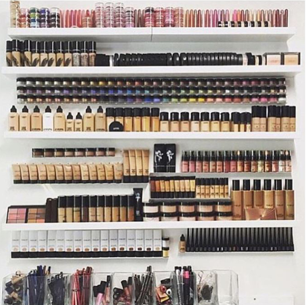 Colour coding Pop your makeup on floating shelves and arrange everything by colour and style. Neat freaks are you satisfied?