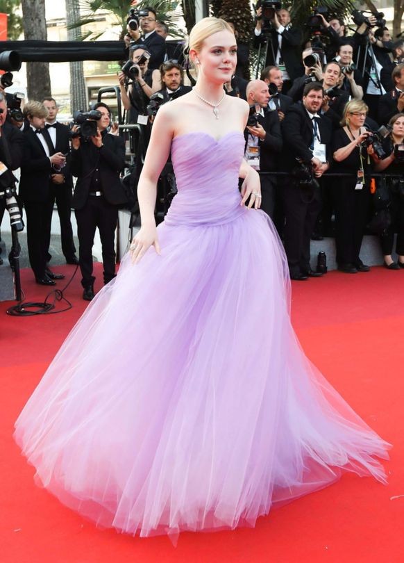 Elle Fanning looks every bit the floaty princess in Rodarte at Cannes.